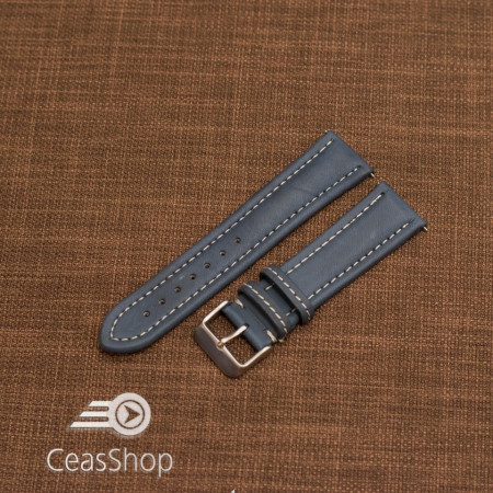 Curea piele albastra cu cusatura alba 24mm - 46398