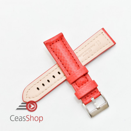 Curea piele tip fibra carbon roșie, căptușită 20mm - 374206 - Img 2