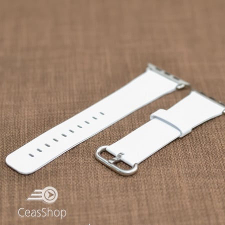 Curea piele alba Apple Watch - 42mm