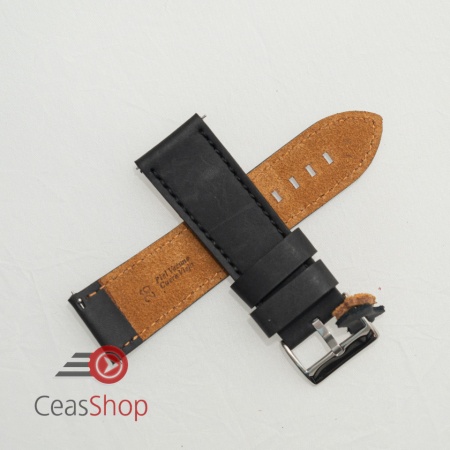 Curea piele neagră XL vintage QR, cusătură neagră 24mm - 384EL0124 - Img 3