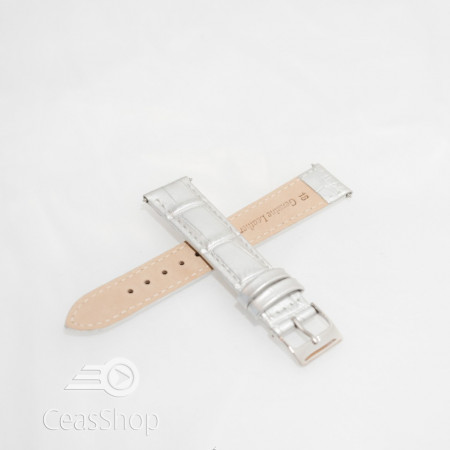 Curea piele vitel argintie crocodil cu catarama argintie 10mm - 51313 - Img 3