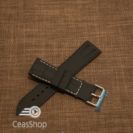 Curea silicon model crocodil neagră cusătură albă 22mm - 45905 - Img 2