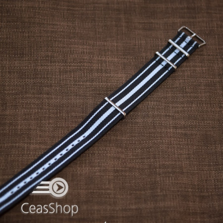 Curea NATO negru cu alb 22mm - 37052
