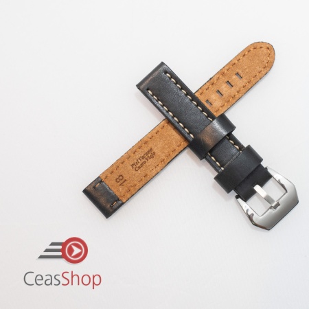 Curea piele neagră XL ,vintage QR, cusătură albă 18mm - 384EL5818 - Img 2