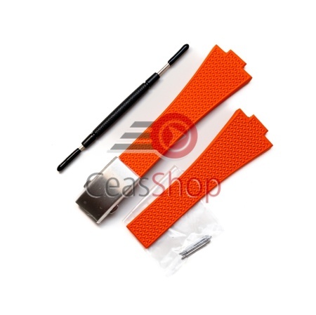 Curea silicon portocalie cu catarama din trei parti pentru Tissot PRX de 35/40mm diametru - Img 2