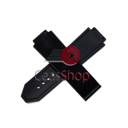 Curea tip Hublot silicon si piele neagră - Img 2