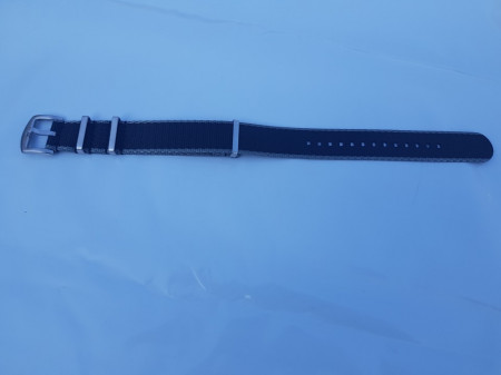 Curea NATO albastră inchis cu margine gri 22mm - 54077 - Img 2