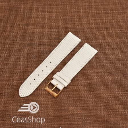 Curea piele de soparla captusita cu finisaj mat albă 20mm - 47963