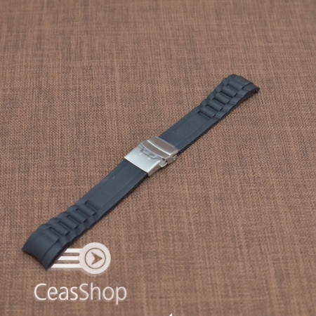 Curea silicon neagra capat curbat 18mm - 47974 - Img 2