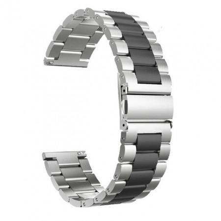 Bratara smartwatch argintie cu negru cu telescop Quick Release 22mm