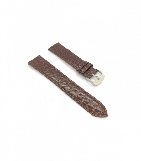 Curea crocodil veritabil maro, căptușită, plată 22mm -4300222