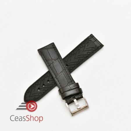 Curea hibrid silicon si piele model crocodil neagra 22mm - 4200122 - Img 2