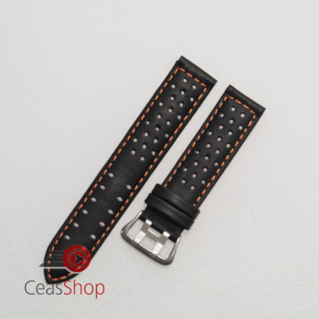 Curea perforata neagra cu cusătură portocalie 20mm - 3805620 - Img 2