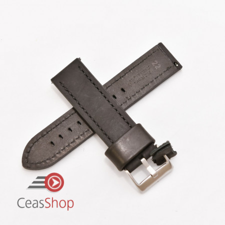 Curea piele neagră vintage QR 22mm - 3990122 - Img 2