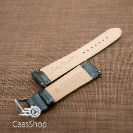 Curea piele vitel, italiană, neagra captusită, lucioasă  18mm QR- 33821 - Img 3