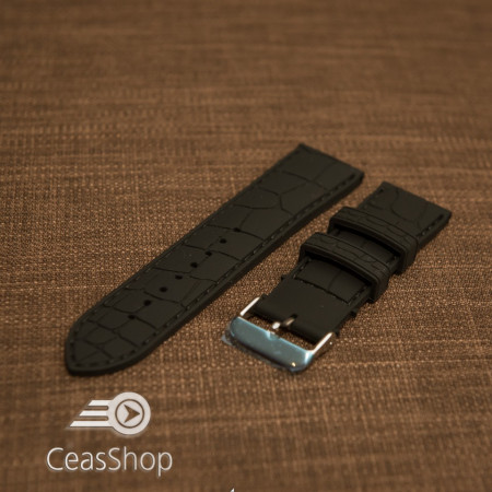 Curea silicon model crocodil neagră cusături negre 18mm - 45891