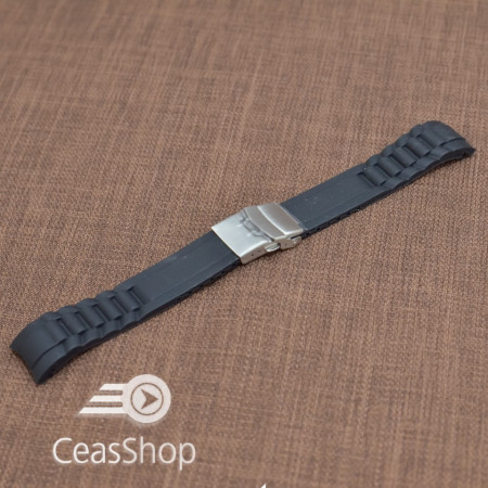 Curea silicon neagra capat curbat 18mm - 47974 - Img 3