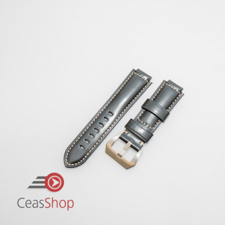 Curea piele neagră cu cusatura alba pentru Timex
