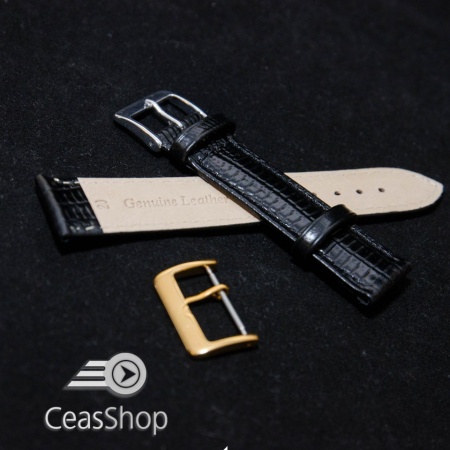 Curea piele soparla tegu captusita neagra 8mm - 38422 - Img 2