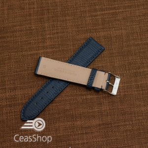 Curea piele de soparla captusita cu finisaj mat albastră navy 20mm - 47948 - Img 3