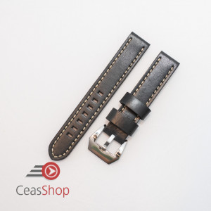 Curea piele neagră XL ,vintage QR, cusătură albă 22mm - 384EL5822