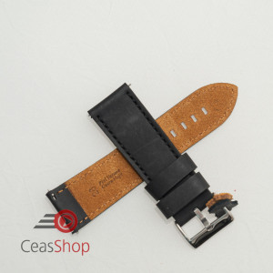 Curea piele neagră XL vintage QR, cusătură neagră 20mm - 384EL0120 - Img 3