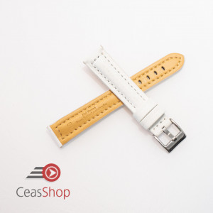 Curea piele tip fibra albă, cusătură albă, căptușită 22mm - 3742222 - Img 2
