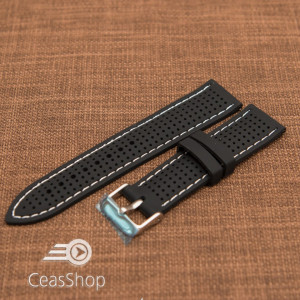 Curea silicon neagra cusaturi albe 18mm - 47784 - Img 3