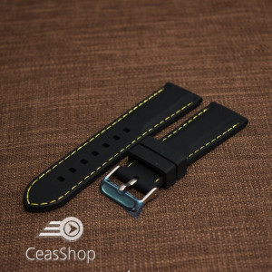 Curea silicon neagră cusături galbene 20mm - 42290