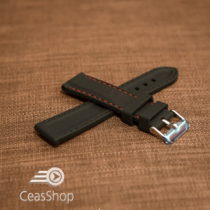 Curea silicon neagră cusături rosii 28mm - 42288 - Img 2
