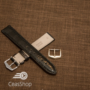 Curea sopârlă captusita cu finisaj lacuit, tip Omega, neagra 18mm-31176 - Img 2