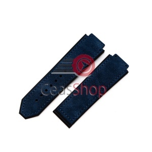 Curea tip Hublot silicon si piele albastră - Img 3
