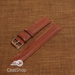 Curea piele de soparla captusita cu finisaj lacuit maro 20mm  - 35437