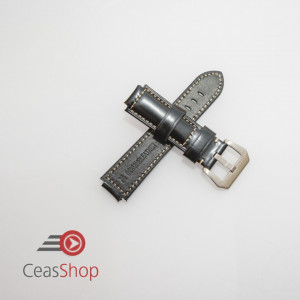 Curea piele neagră cu cusatura alba pentru Timex - Img 3