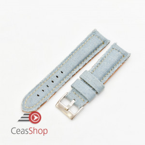 Curea piele si jeans căptușită albastru pal 20mm - 3892019