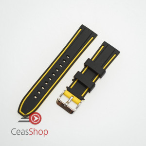 Curea silicon doua culori neagra cu galben 22mm- 51581