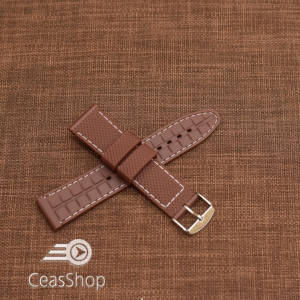 Curea silicon maro cusaturi albe 20mm - 35703 - Img 2