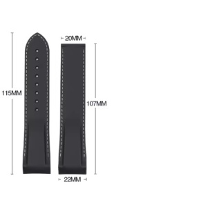 Curea silicon neagra cusătura albă capăt curbat 20mm pentru Omega Seamaster - Img 2