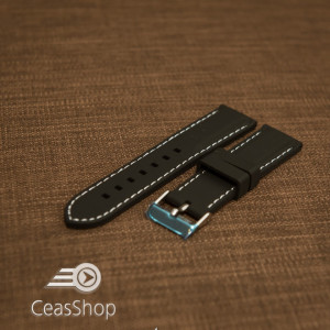 Curea silicon neagră cusături albe 18mm - 42307
