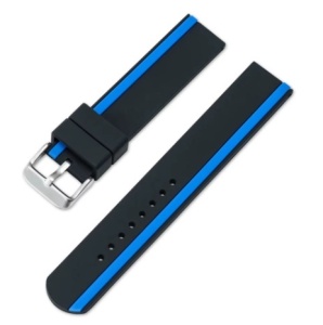 Curea silicon negru cu dunga laterală albastră, telescop QR 20mm