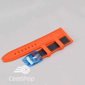 Curea silicon sport fibra carbon portocalie cu negru 20mm - 38120 - Img 3