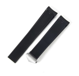 Curea tip Tag Heuer silicon neagră 22mm cu capăt curbat