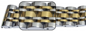 Bratara argintie cu auriu 7 rânduri cu deployant 24mm - 57125 - Img 2
