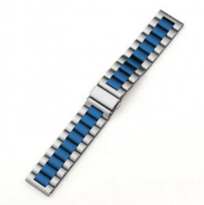 Bratara smartwatch argintie cu albastru cu telescop Quick Release 20mm