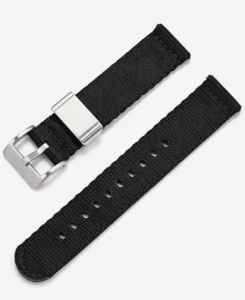 Curea din tesatura de nylon neagra cu brida metalică 20mm