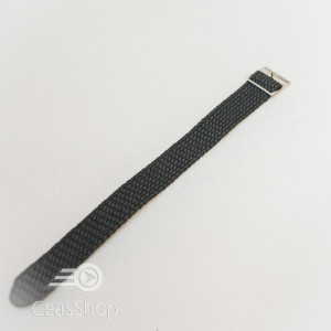 Curea din tesatura de nylon negru cu catarama dubla argintie 12mm - 34377