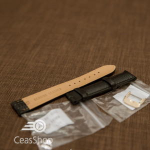 Curea neagra piele vitel model soparla captusita 12mm - 35960 - Img 2