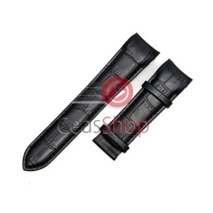 Curea piele capăt curbat neagră tip Tissot 035 pentru deployant 24mm