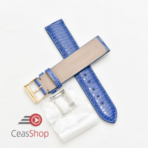 Curea piele de soparla captusita cu finisaj lacuit albastra 19mm - 43322 - Img 2