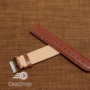 Curea piele de soparla captusita cu finisaj lacuit maro 20mm  - 35437 - Img 2